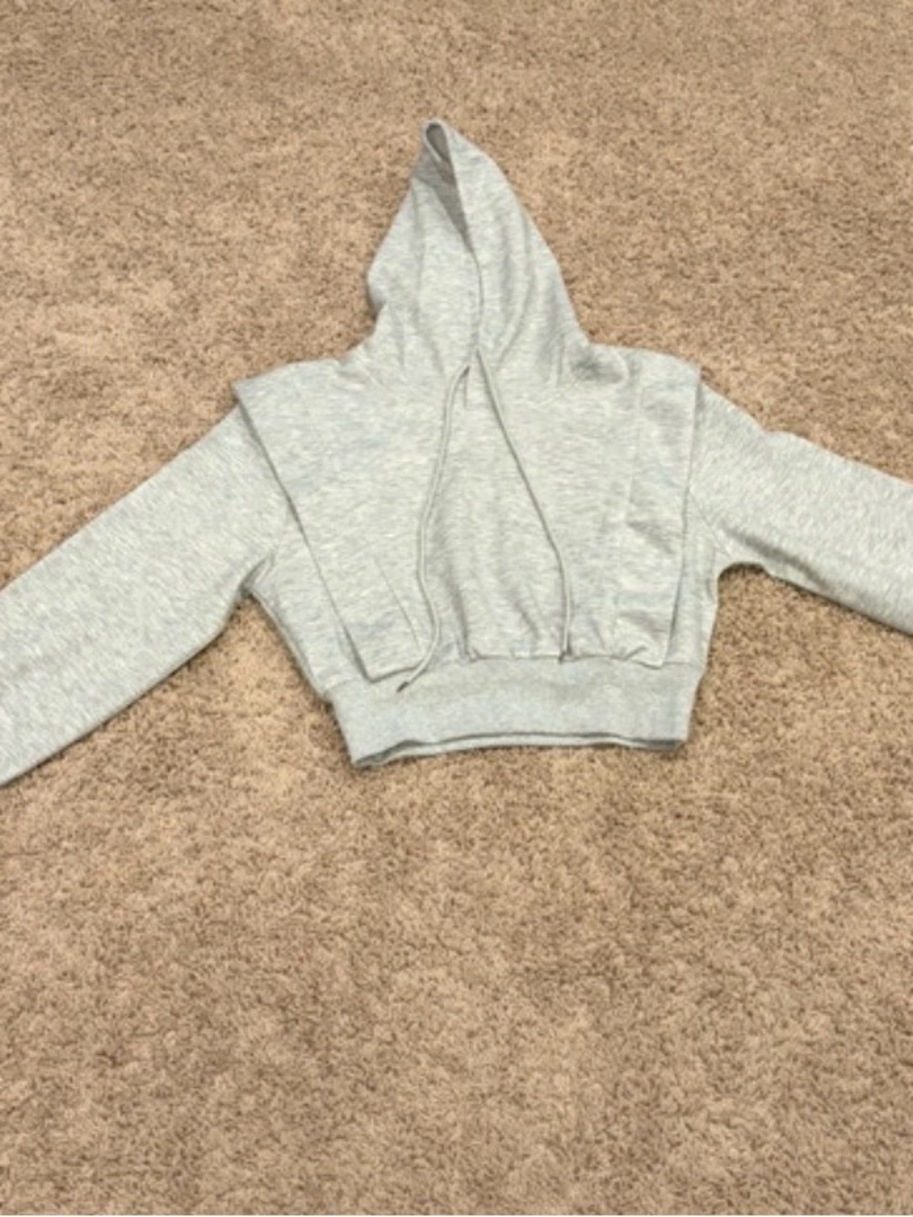 chic Light Gray Cropped Puffer Hoodie Jacket